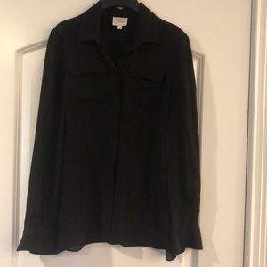 Parker xs black silk blouse with sexy split back
